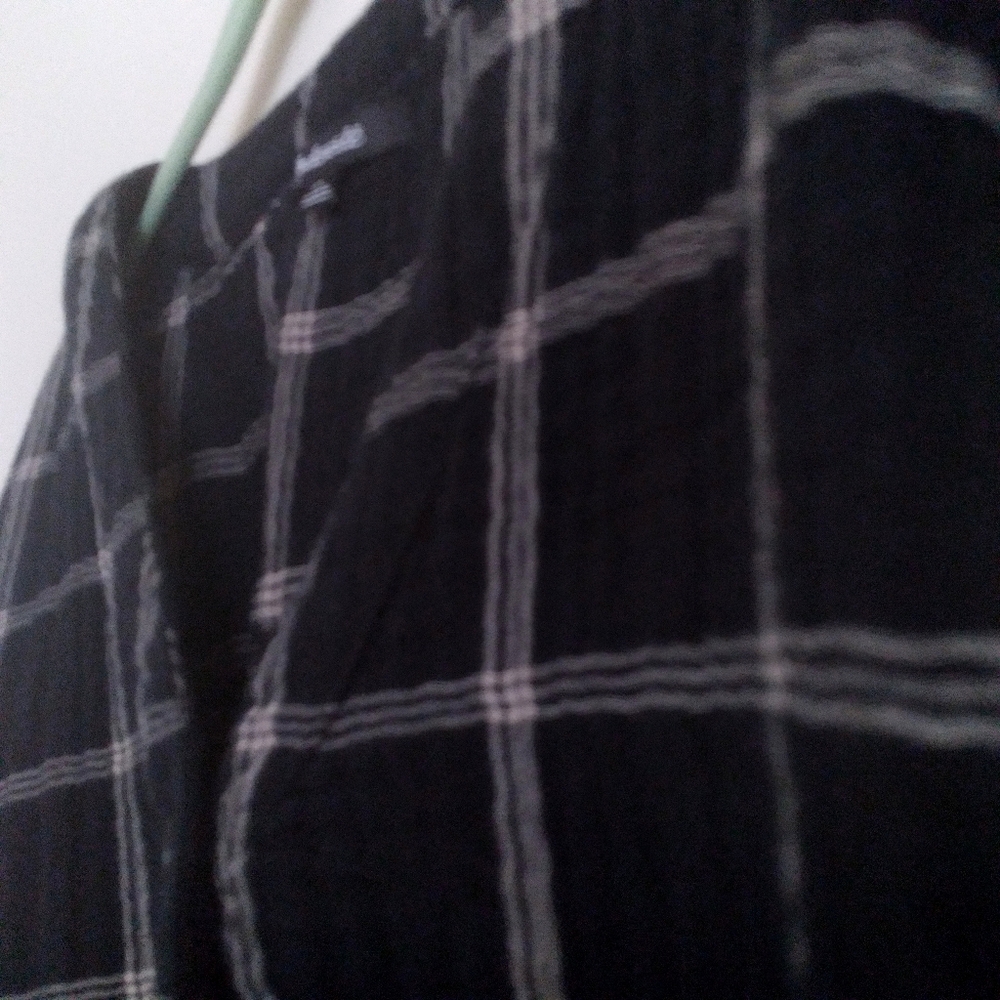 Madewell Cropped Cotton Lagenlook Top XL Boxy‎ Black White Window Pane Plaid - Picture 6 of 8